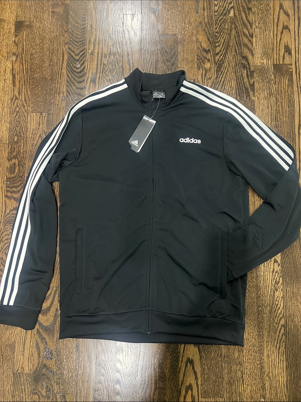 adidas Black Track Jacket with White 3-Stripes